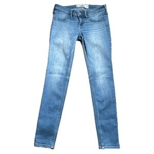 Hollister Jeans Women's 3S Blue Low Rise Stretch Skinny Y2K Whiskered 26x27